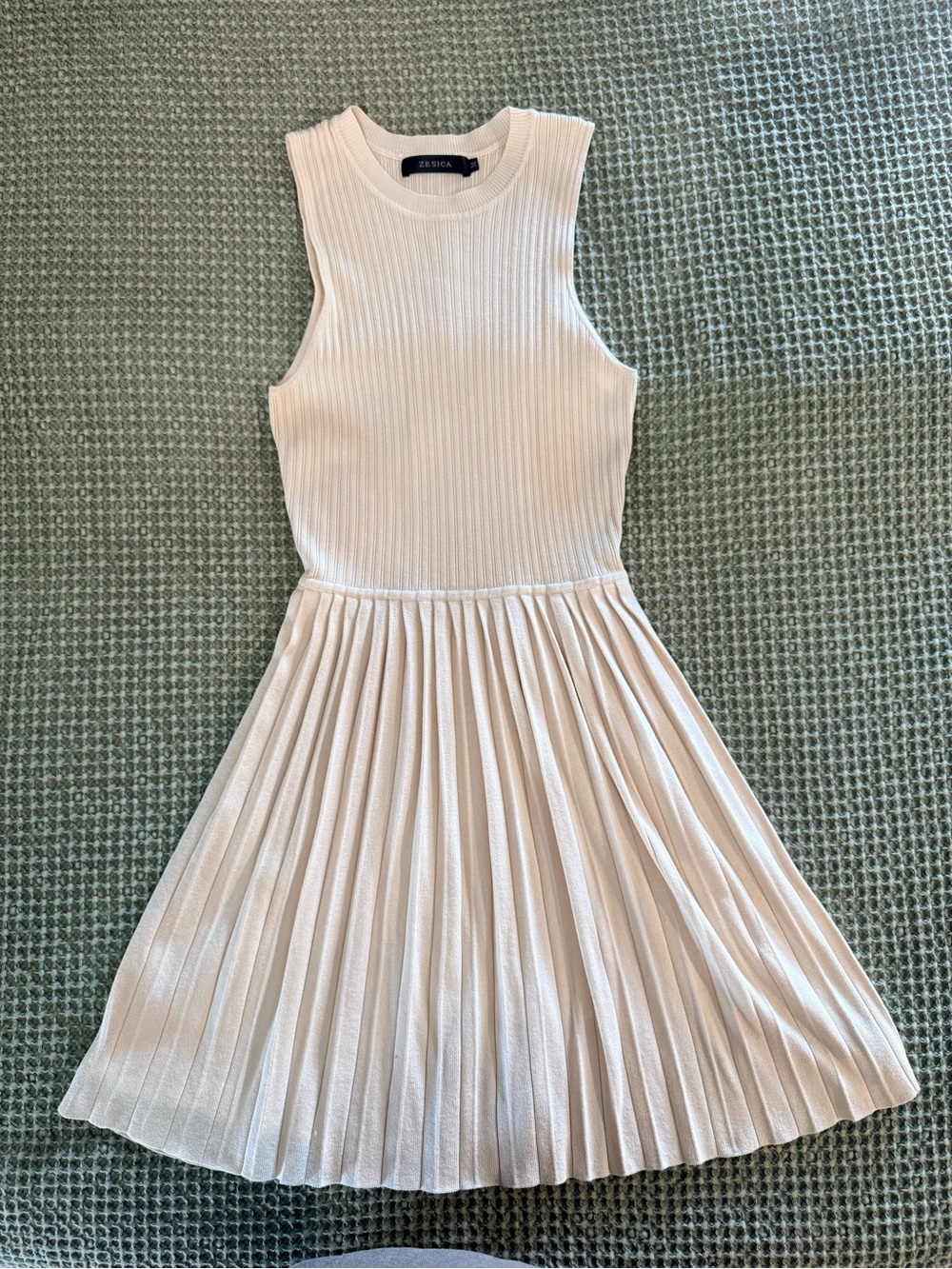 Amazon Beige Ribbed Crewneck Sweater Dress NWOT